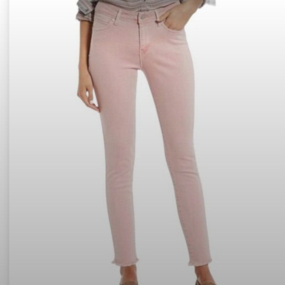 Tommy Hilfiger bubblegum light washed pink frayed raw hem skinny ankle j…